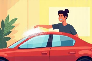 Nippon Car Care メンバーシップ ご利用の流れ: ピカピカになった車を受け取るイラスト
